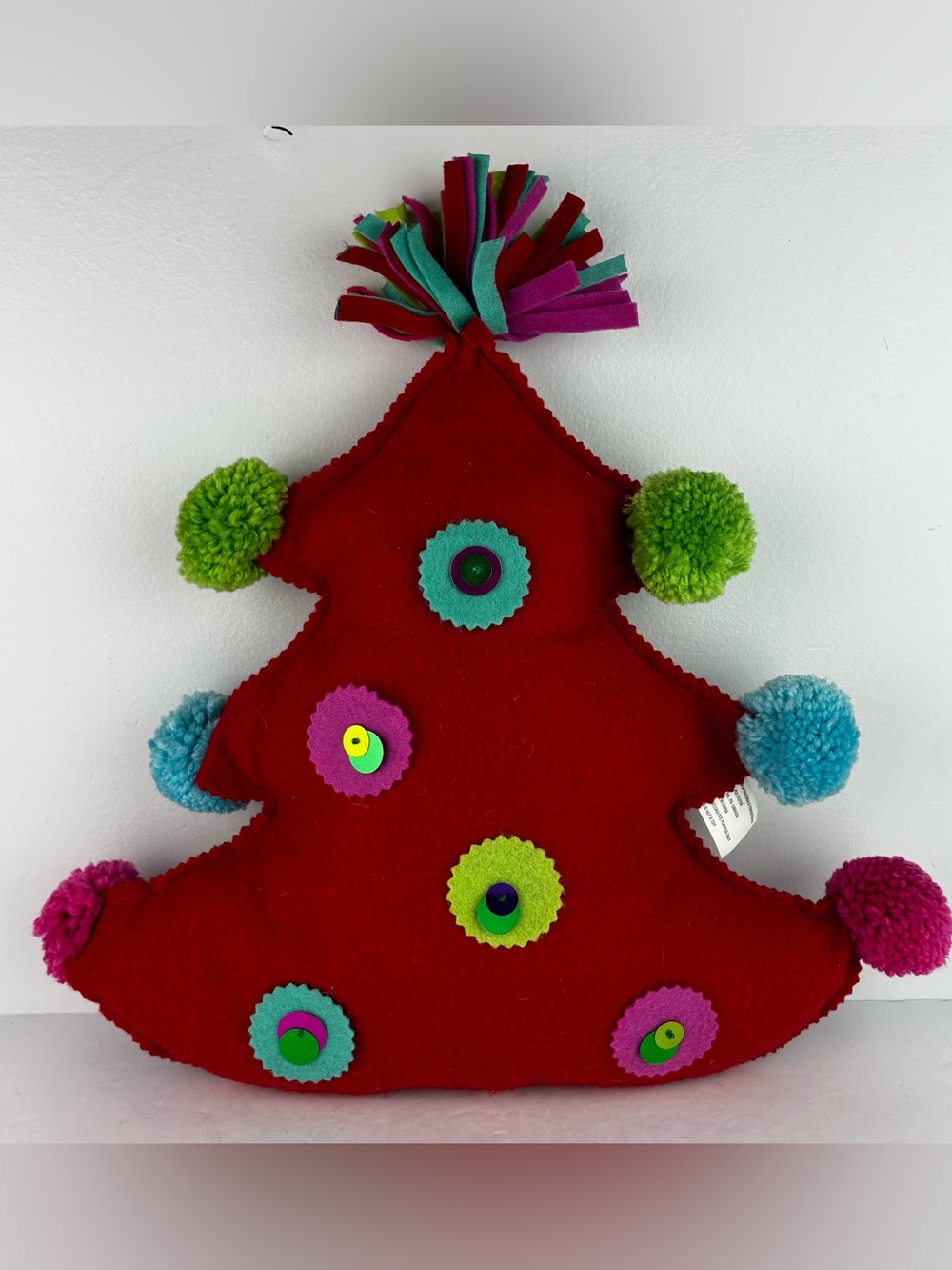 Plush Red Felt Stuffed Christmas Tree Pillow